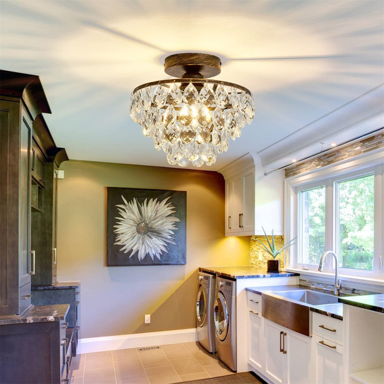 Crystal semi deals flush ceiling lights